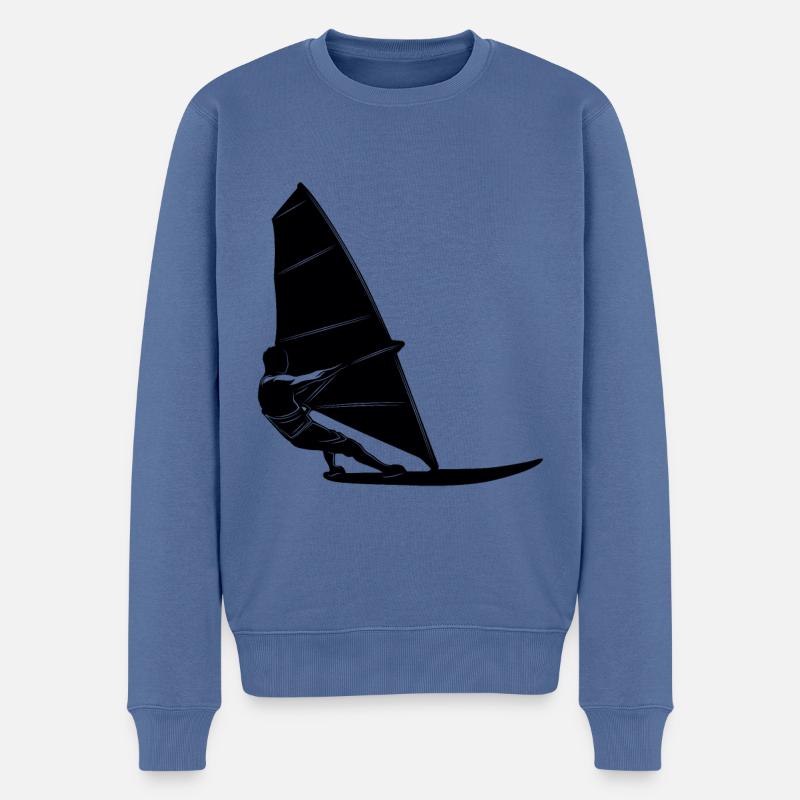 Windsurfen Silhouette - Männer Premium Bio Pullover - Taubenblau