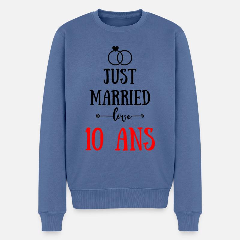 JUST MARRIED ANNIVERSAIRE DE MARIAGE 10 ANS - Pull Premium bio Homme - bleu pigeon
