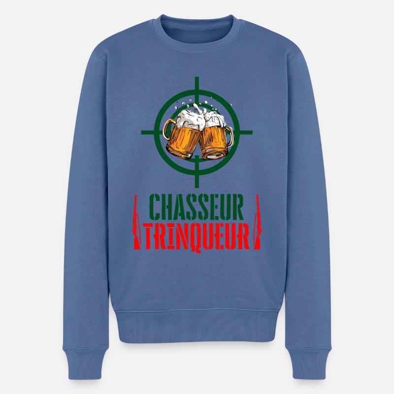 Chasseur trinqueur humour chasse - Pull Premium bio Homme - bleu pigeon