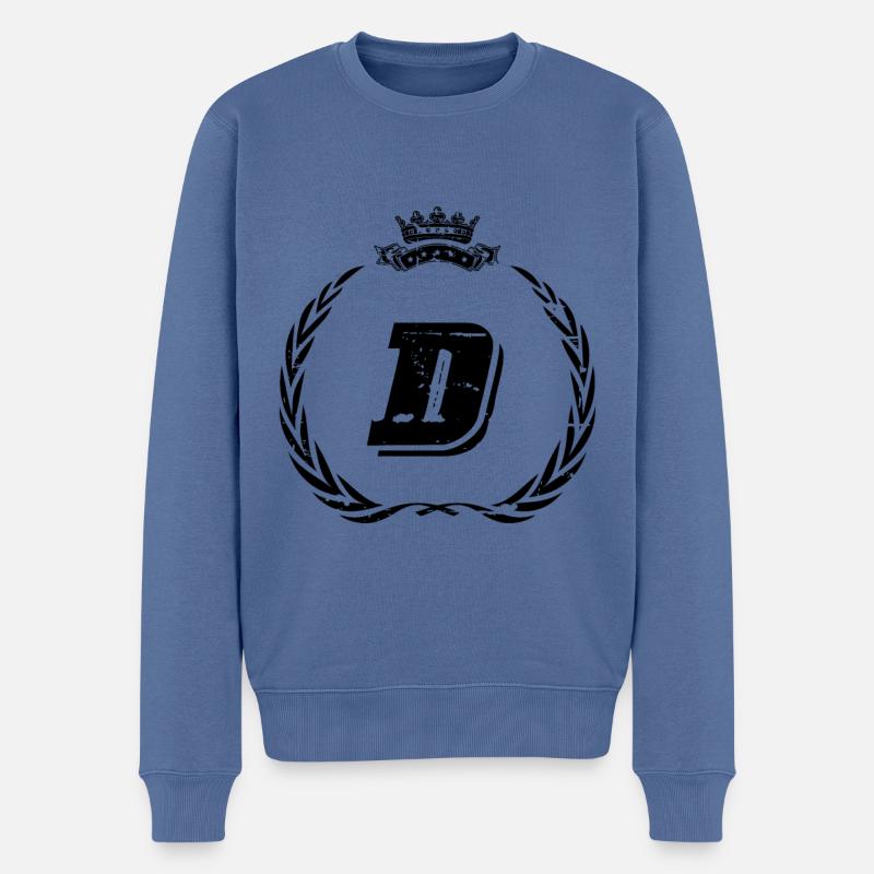 D Buchstabe Kranz - Männer Premium Bio Pullover - Taubenblau