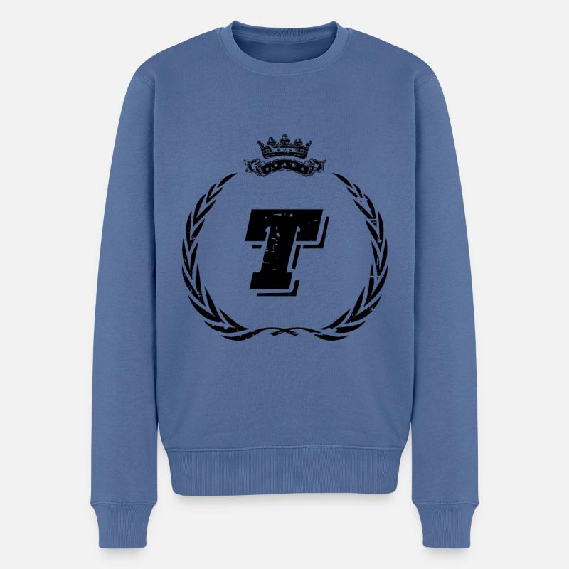 T Buchstabe Kranz - Männer Premium Bio Pullover - Taubenblau