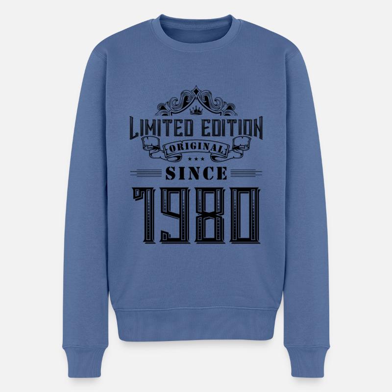 Édition limitée 1980 - Pull Premium bio Homme - bleu pigeon