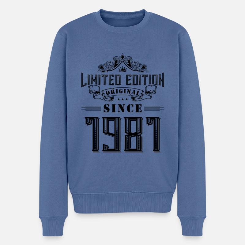 Édition limitée 1981 - Pull Premium bio Homme - bleu pigeon