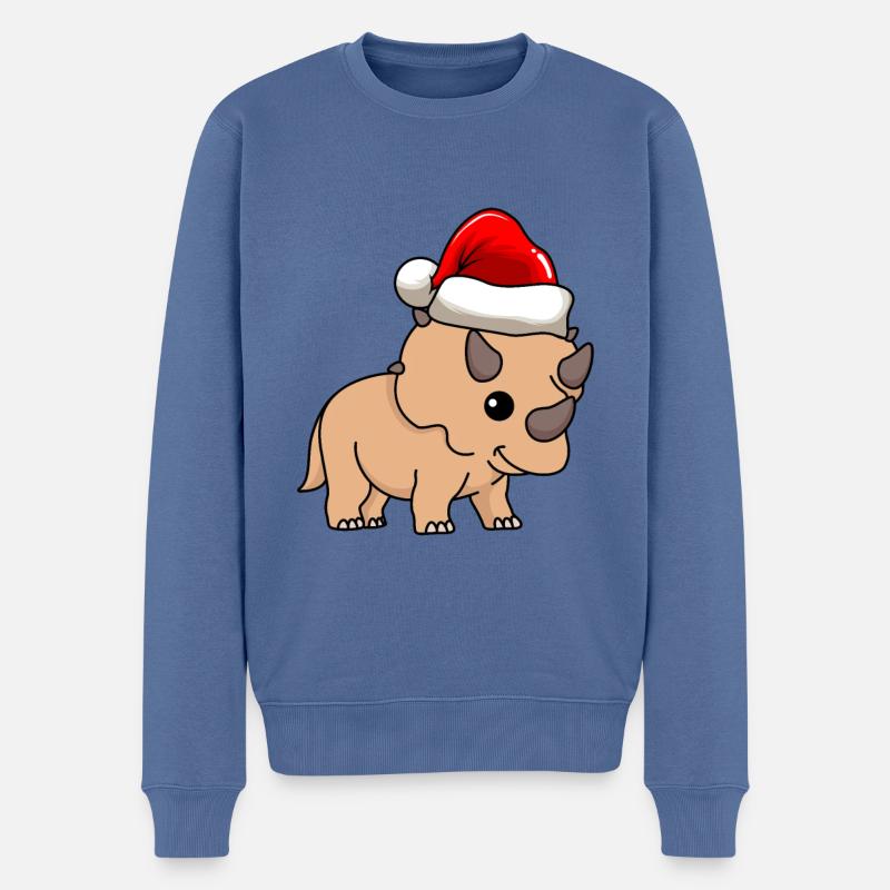 Dinosaure tricératops Noël - Pull Premium bio Homme - bleu pigeon