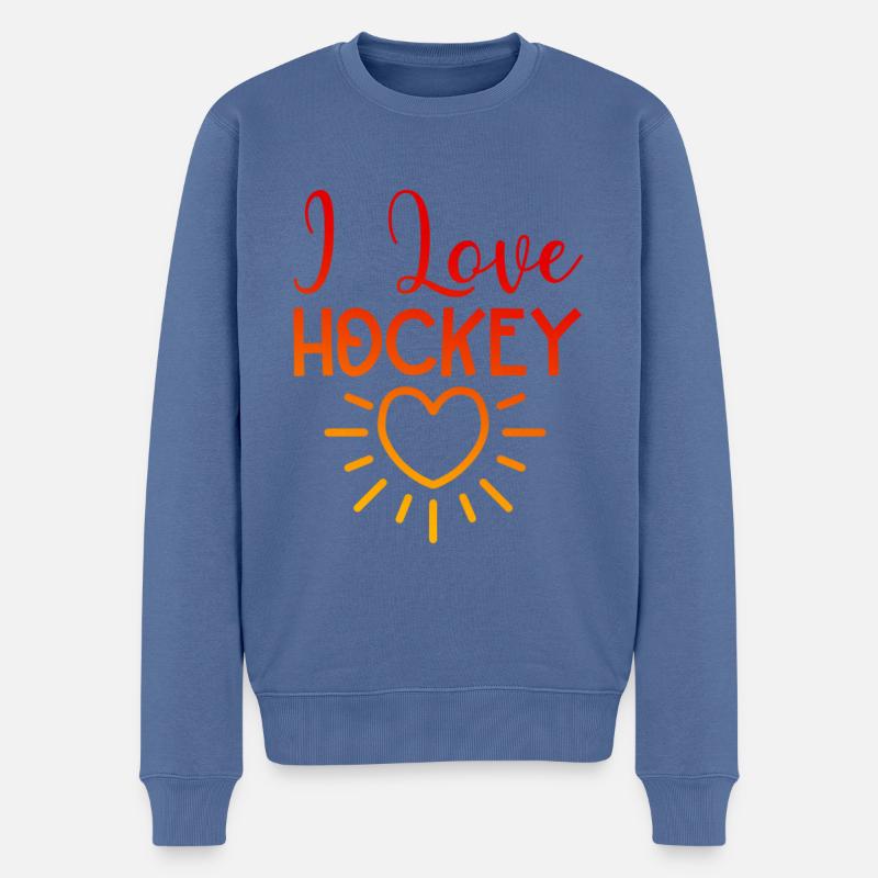 Ich liebe Hockey - Männer Premium Bio Pullover - Taubenblau
