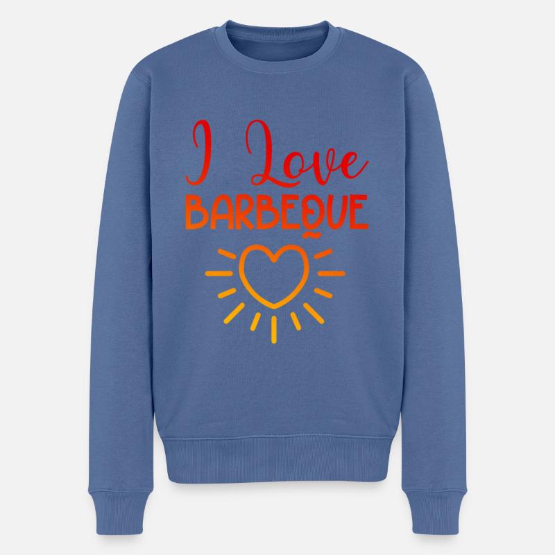 Ich liebe Barbeque - Männer Premium Bio Pullover - Taubenblau