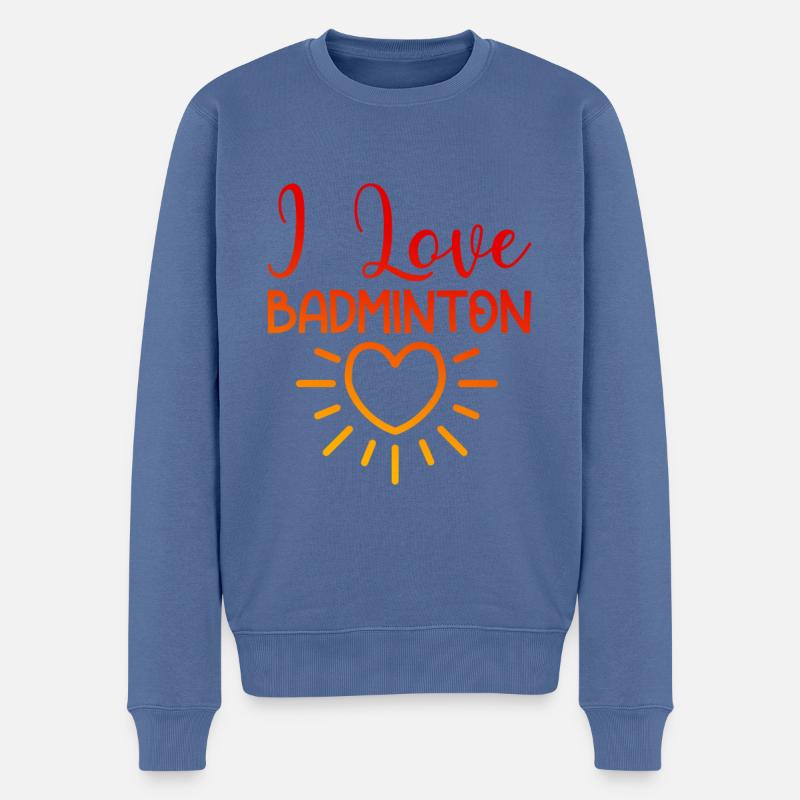 Ich liebe Badminton - Männer Premium Bio Pullover - Taubenblau