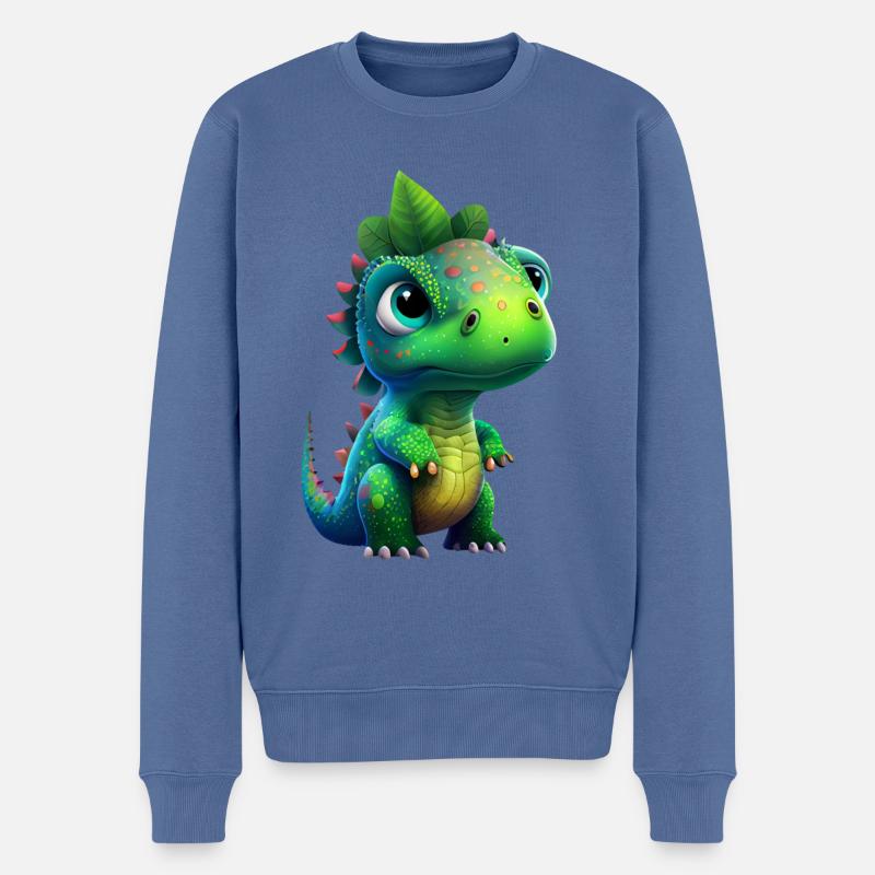 Baby Dinosaurier - Männer Premium Bio Pullover - Taubenblau