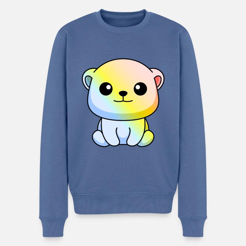 Ours polaire Comic Animal - Pull Premium bio Homme - bleu pigeon