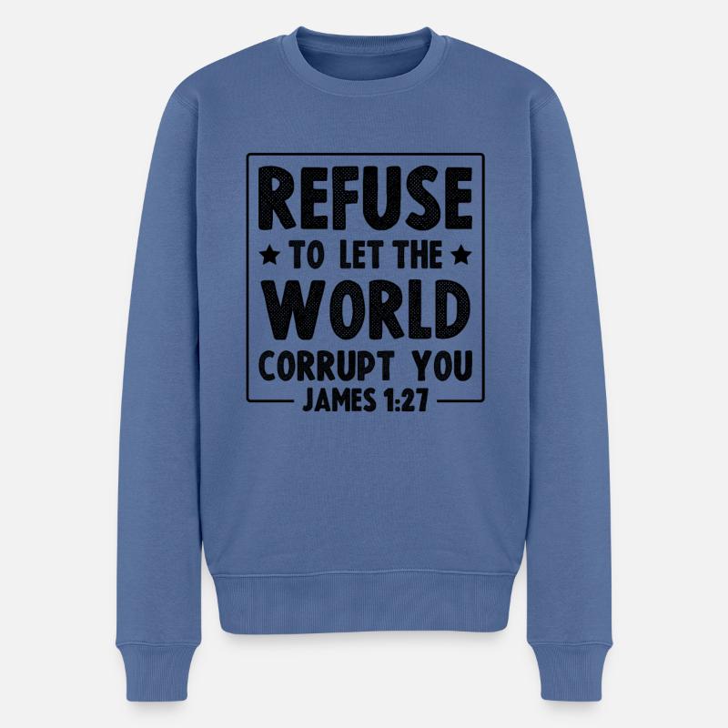 Versets bibliques - Pull Premium bio Homme - bleu pigeon