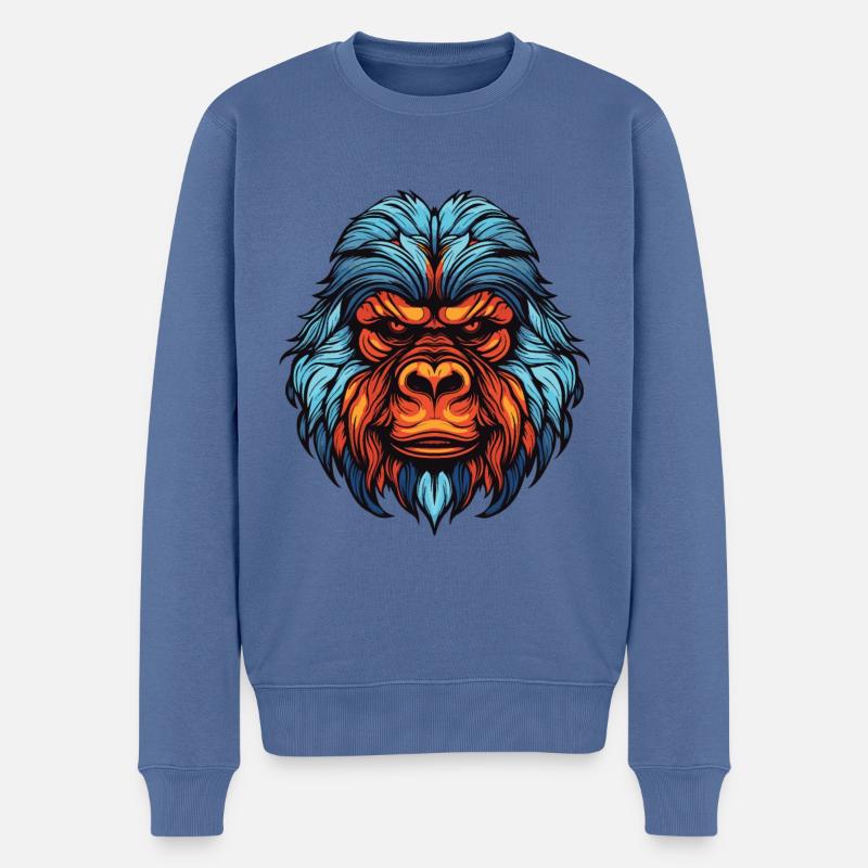 Gorilla Portrait - Männer Premium Bio Pullover - Taubenblau