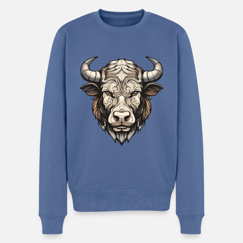 Taureau Portrait Taureau - Pull Premium bio Homme - bleu pigeon