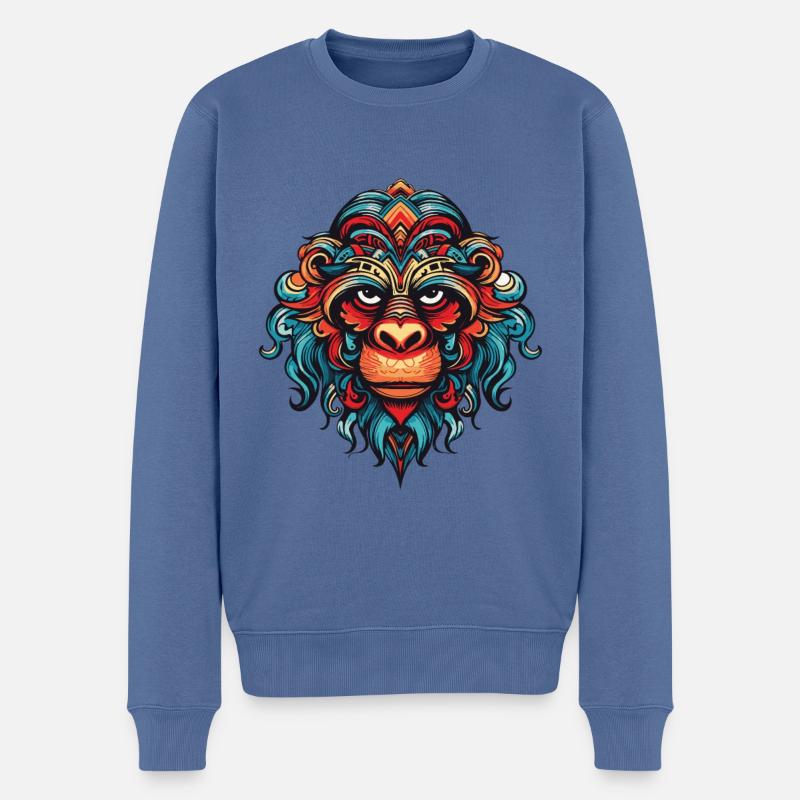 Portrait de singe - Pull Premium bio Homme - bleu pigeon
