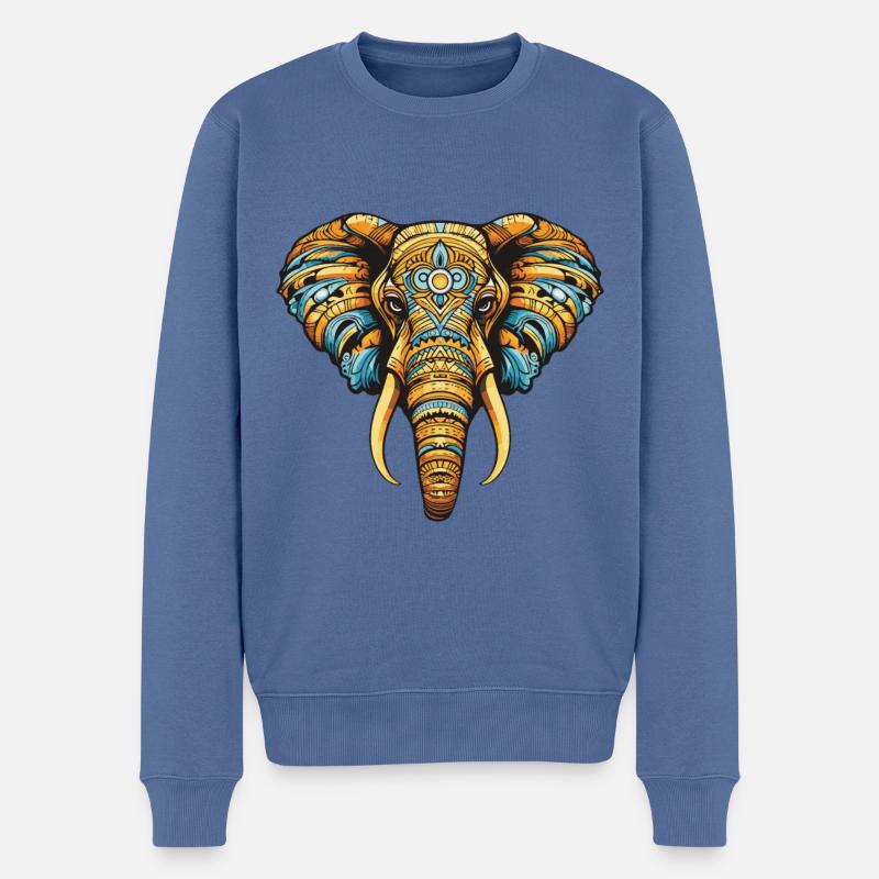 Portrait d’éléphant - Pull Premium bio Homme - bleu pigeon