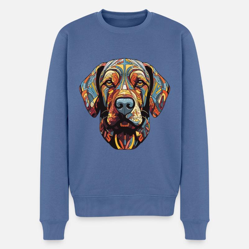 Labrador Hund Portrait - Männer Premium Bio Pullover - Taubenblau