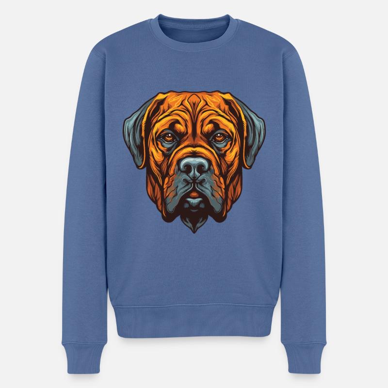 Mastiff Hund Portrait - Männer Premium Bio Pullover - Taubenblau