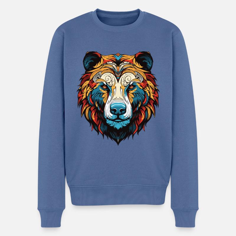 Eisbär Portrait Polar bär - Männer Premium Bio Pullover - Taubenblau