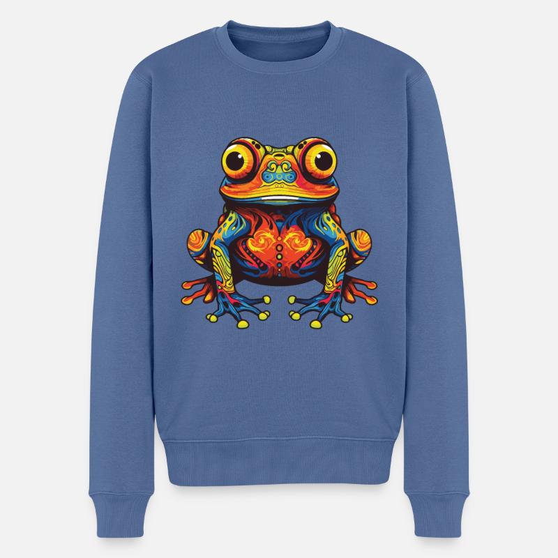 Portrait de grenouille - Pull Premium bio Homme - bleu pigeon