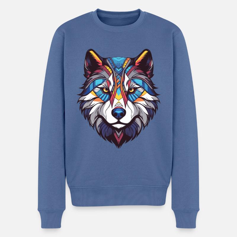 Husky Hund Portrait - Männer Premium Bio Pullover - Taubenblau