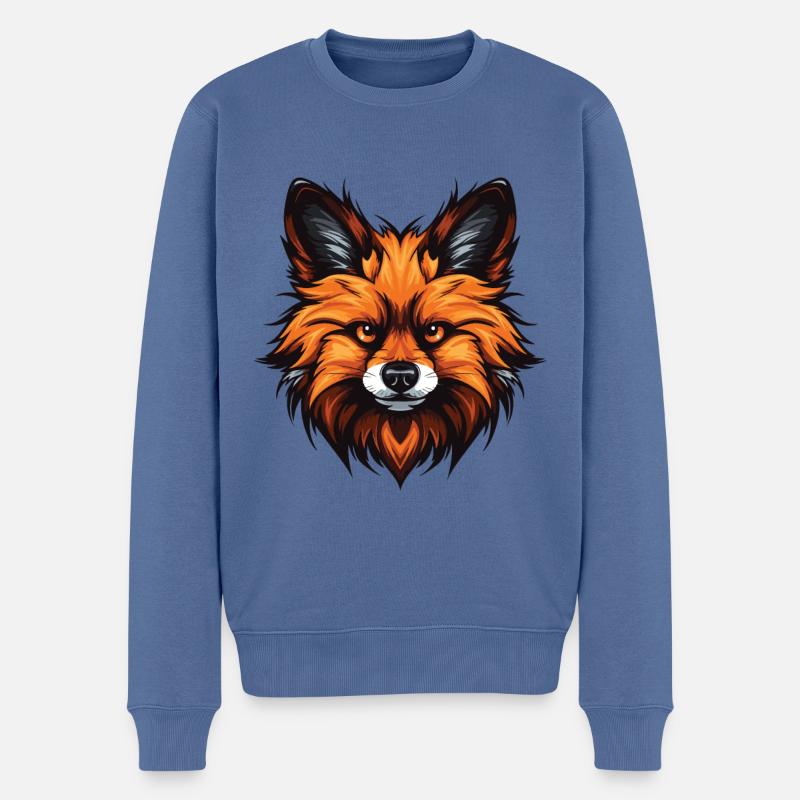 Pomeranian Hund Portrait - Männer Premium Bio Pullover - Taubenblau