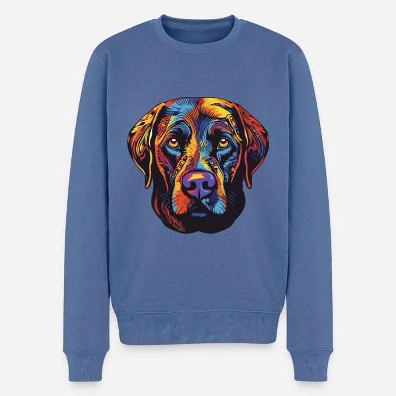 Labrador Hund Portrait - Männer Premium Bio Pullover - Taubenblau