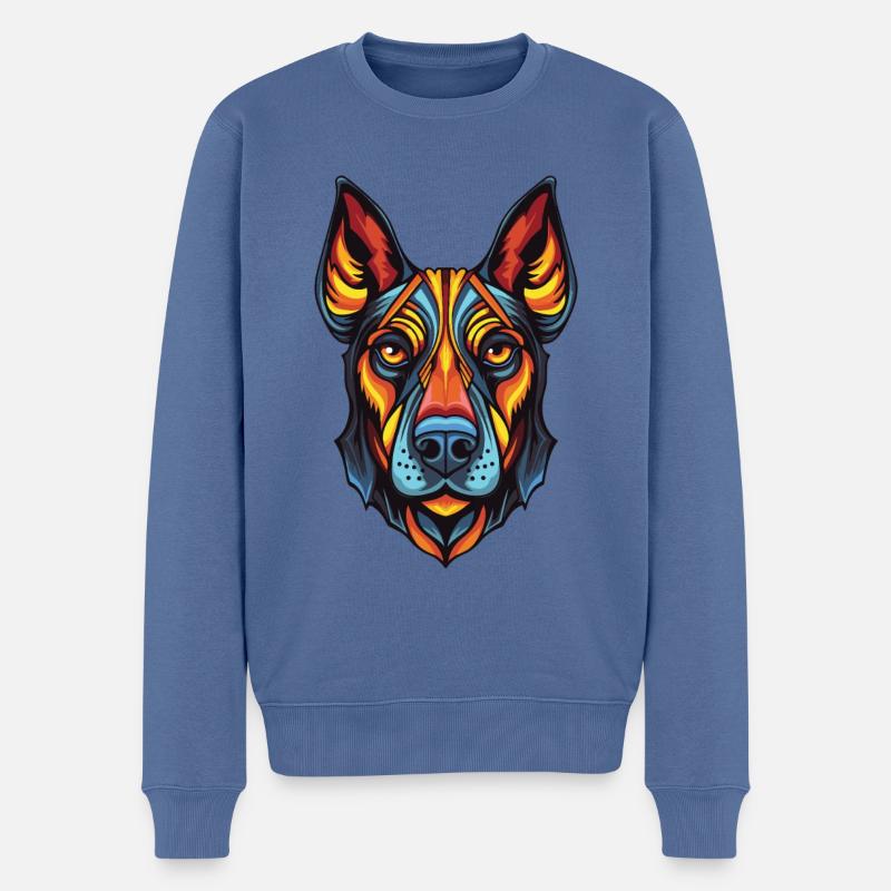 Doberman Hund Portrait - Männer Premium Bio Pullover - Taubenblau
