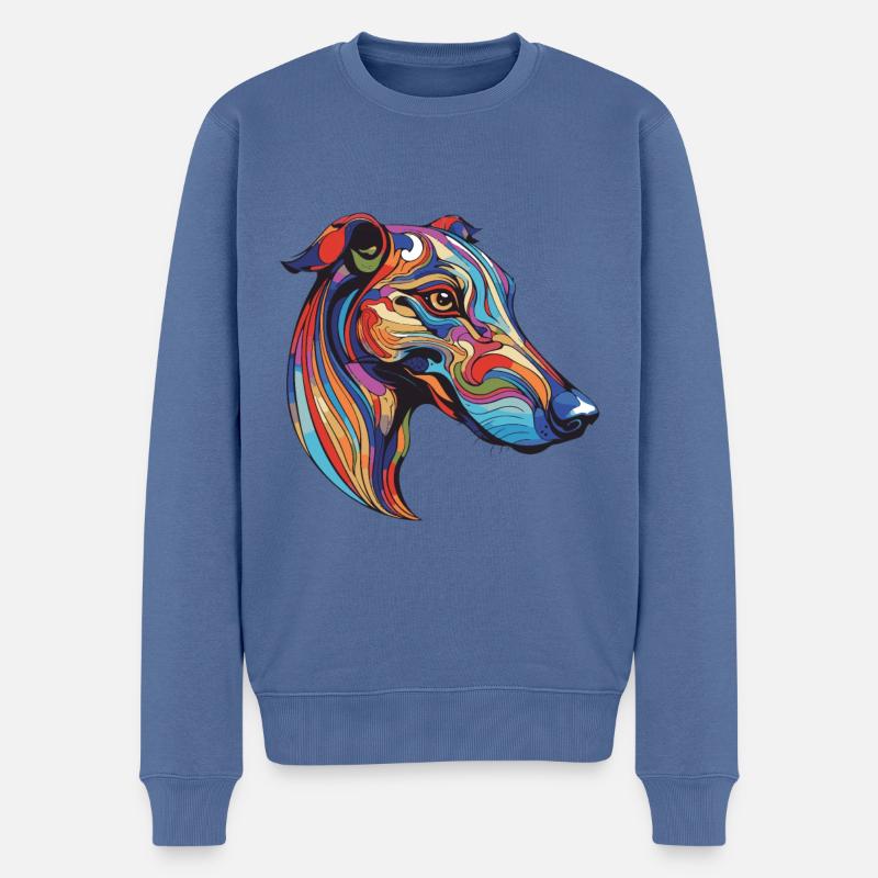 Portrait de chien Greyhound - Pull Premium bio Homme - bleu pigeon
