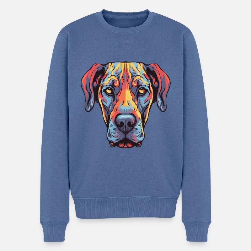 Great Dane Hund Portrait - Männer Premium Bio Pullover - Taubenblau