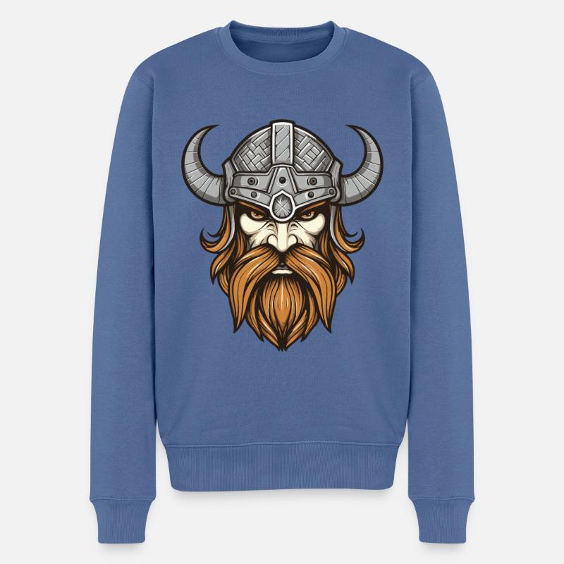 Wikinger Krieger Valhalla Kopf - Männer Premium Bio Pullover - Taubenblau