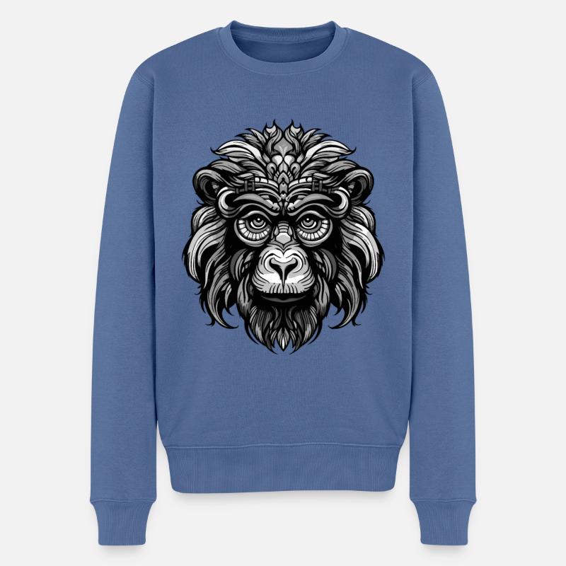 Affe Portrait - Männer Premium Bio Pullover - Taubenblau