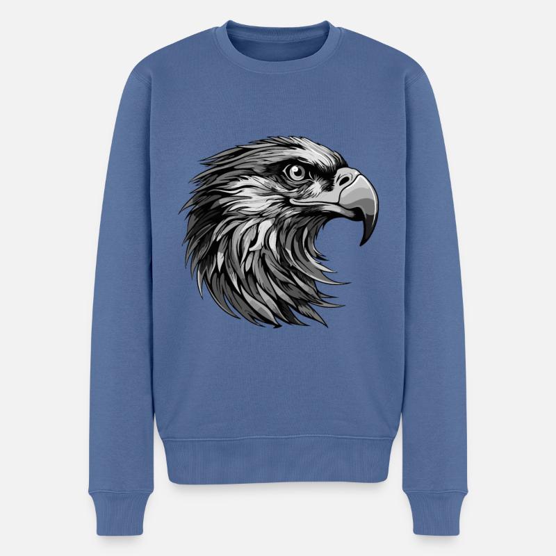 Adler Portrait - Männer Premium Bio Pullover - Taubenblau
