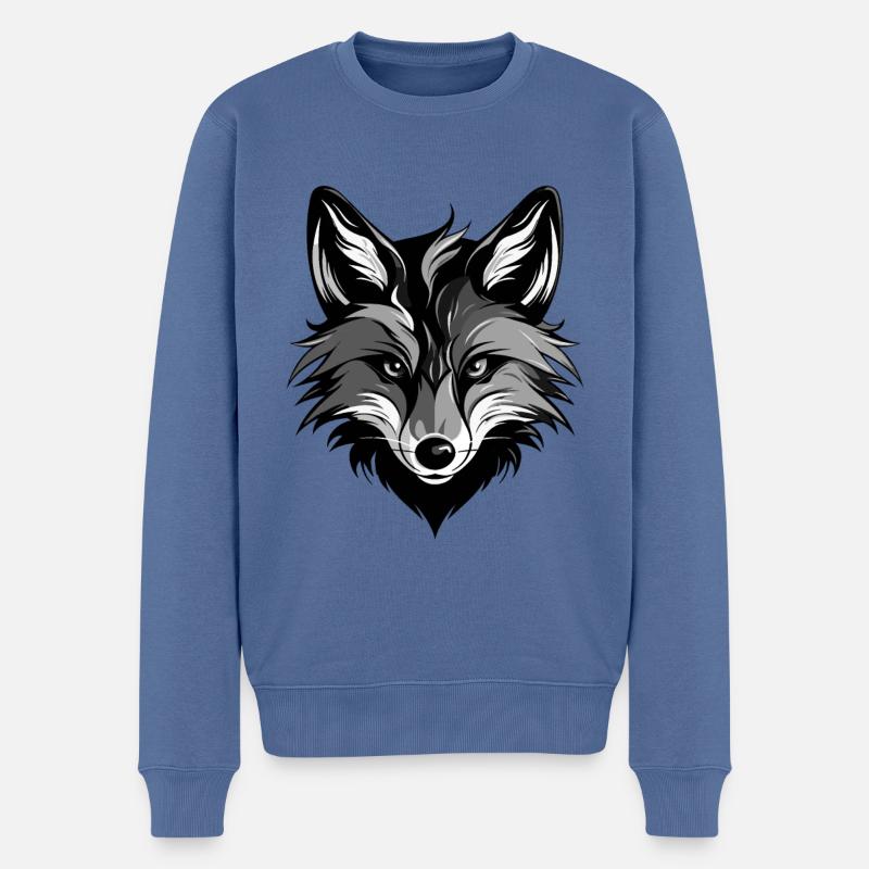 Fuchs Portrait - Männer Premium Bio Pullover - Taubenblau