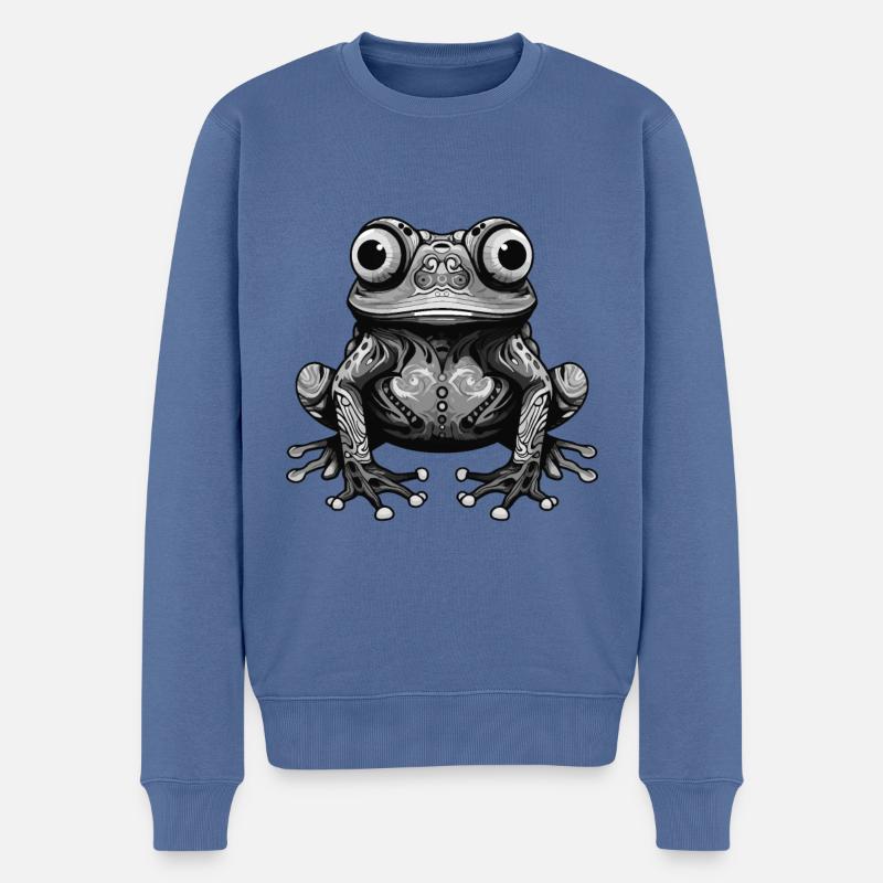 Frosch Portrait - Männer Premium Bio Pullover - Taubenblau