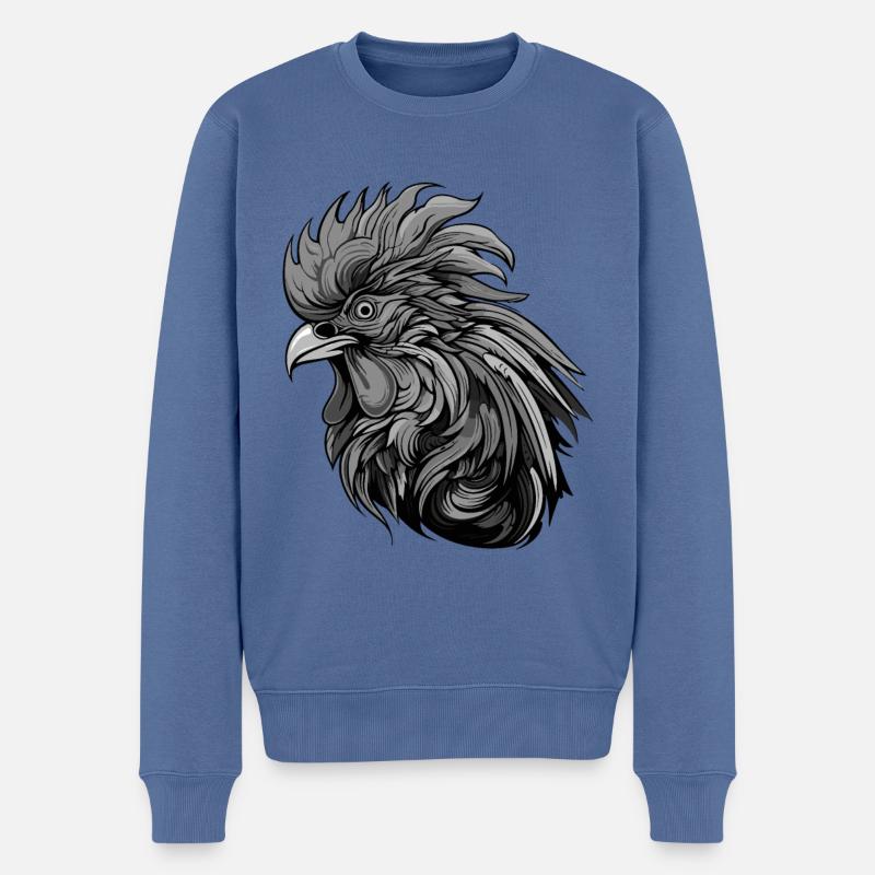 Hahn Portrait - Männer Premium Bio Pullover - Taubenblau