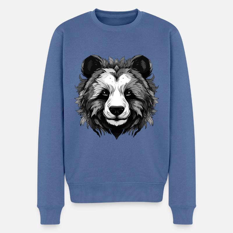 Panda Portrait - Pull Premium bio Homme - bleu pigeon