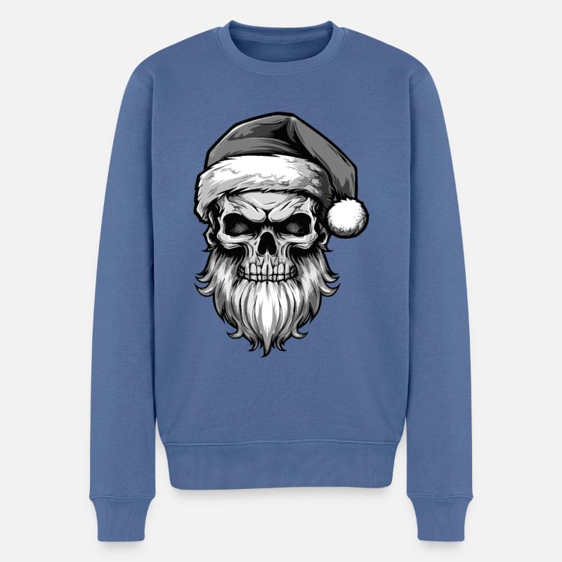 Weihnachtsmann Totenkopf - Männer Premium Bio Pullover - Taubenblau