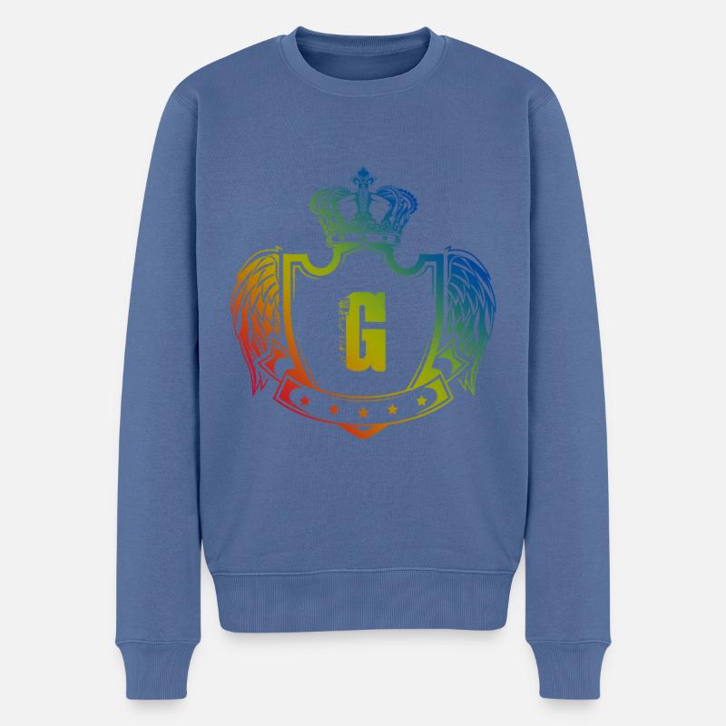 G Buchstabe Wappen - Männer Premium Bio Pullover - Taubenblau