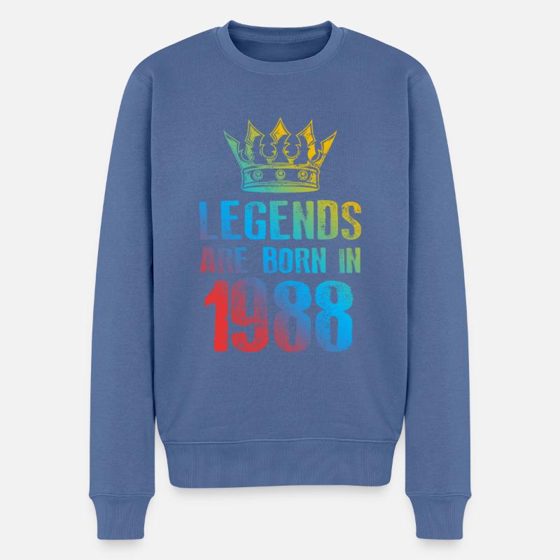 1988 legends born in - Männer Premium Bio Pullover - Taubenblau