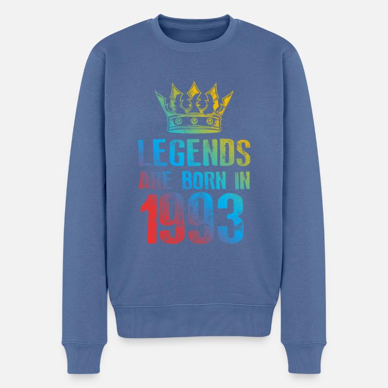 1993 legends born in - Männer Premium Bio Pullover - Taubenblau