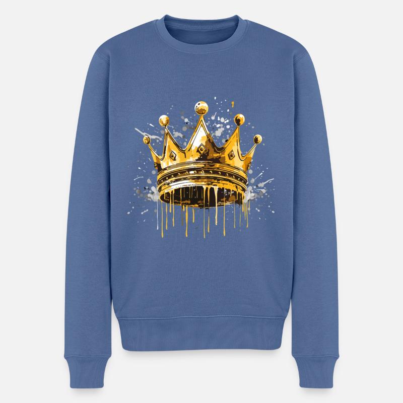 Krone Symbol Gold König - Männer Premium Bio Pullover - Taubenblau
