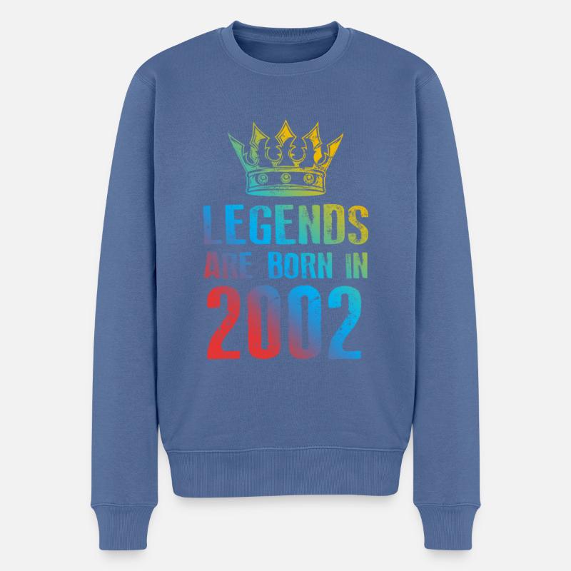 2002 Légendes nées en - Pull Premium bio Homme - bleu pigeon