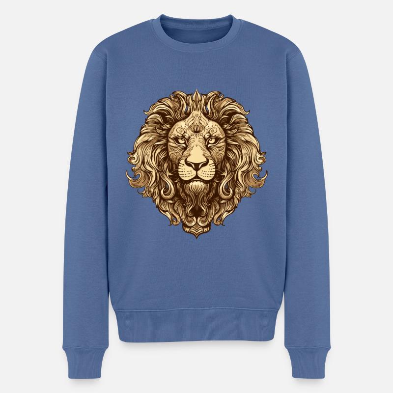 Löwe Kopf Tier - Männer Premium Bio Pullover - Taubenblau