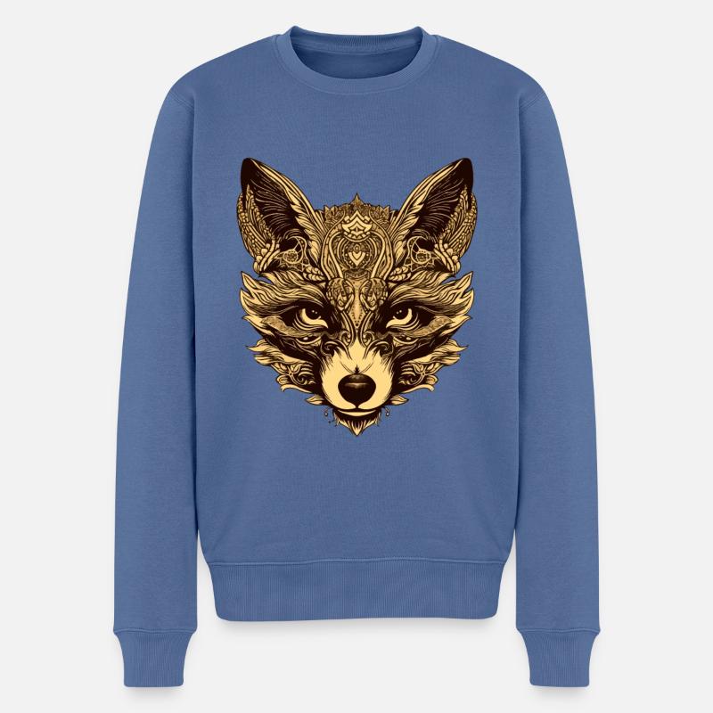 Animal à tête de renard - Pull Premium bio Homme - bleu pigeon