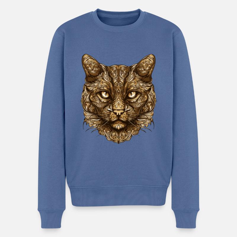 Animal à tête de chat - Pull Premium bio Homme - bleu pigeon