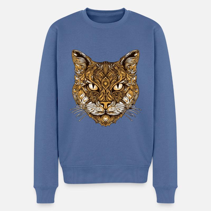 Animal à tête de chat - Pull Premium bio Homme - bleu pigeon