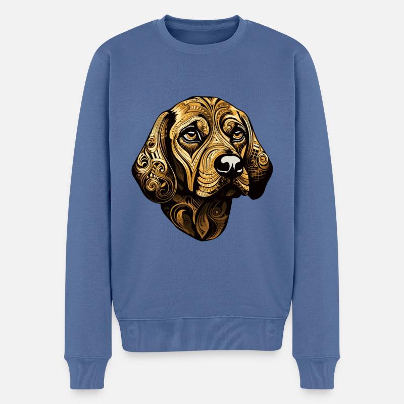 Beagle Hund Kopf Tier - Männer Premium Bio Pullover - Taubenblau