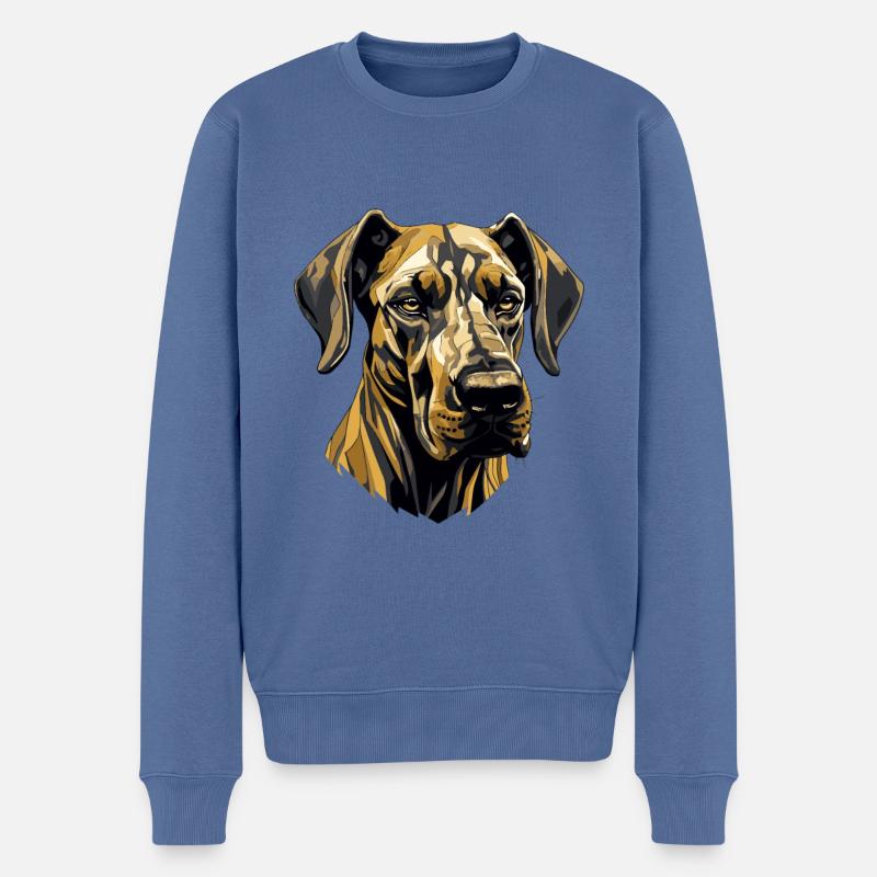 Great Dane Hund Kopf - Männer Premium Bio Pullover - Taubenblau