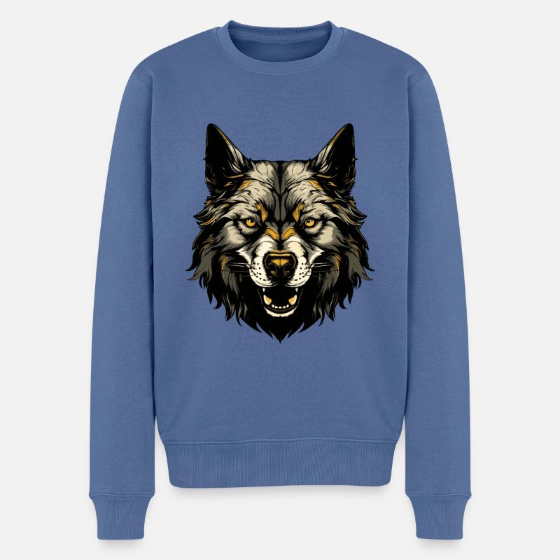 Tête de chien Akita - Pull Premium bio Homme - bleu pigeon