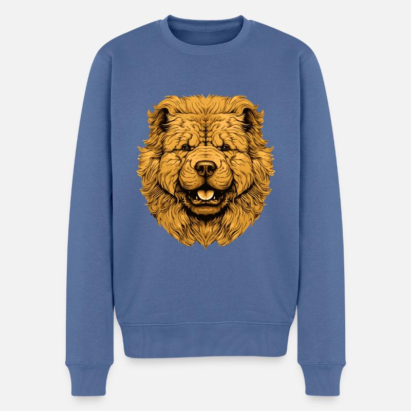 Tête de chien Chow Chow - Pull Premium bio Homme - bleu pigeon