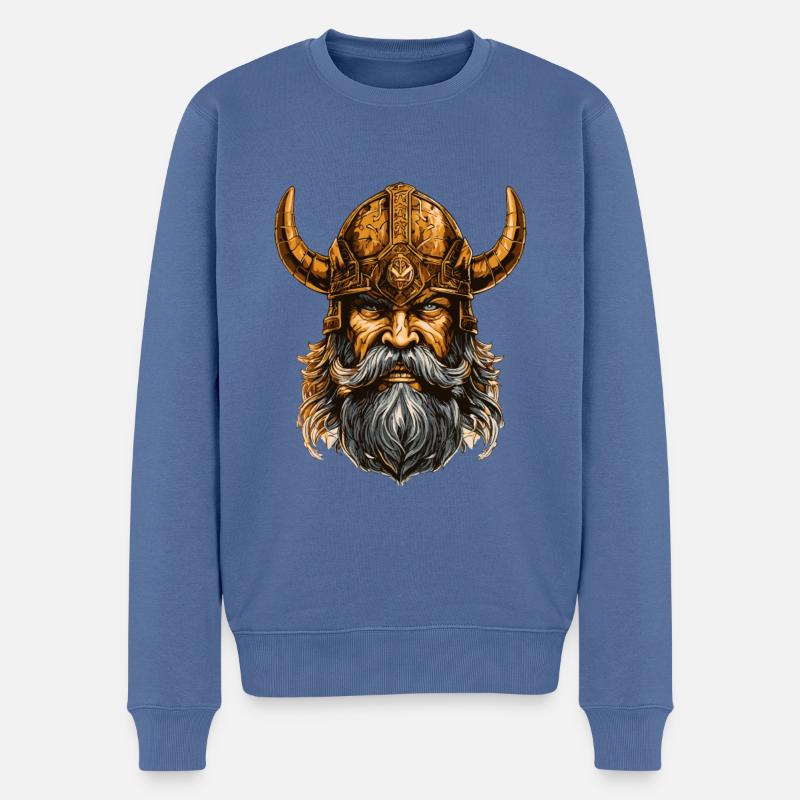Wikinger Kopf Krieger Odin Valhalla - Männer Premium Bio Pullover - Taubenblau
